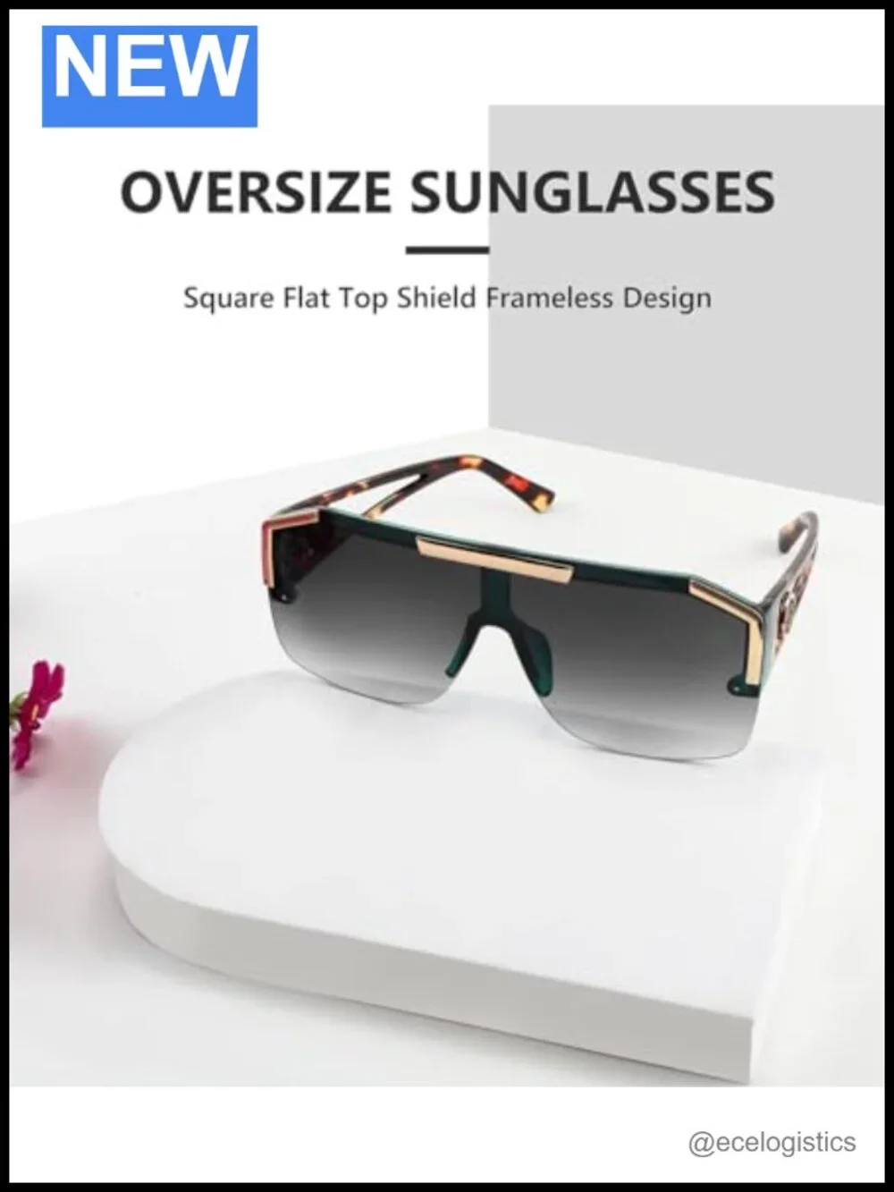 Square Oversized Sunglasses UV400 Protection Flat Top One Piece Shield